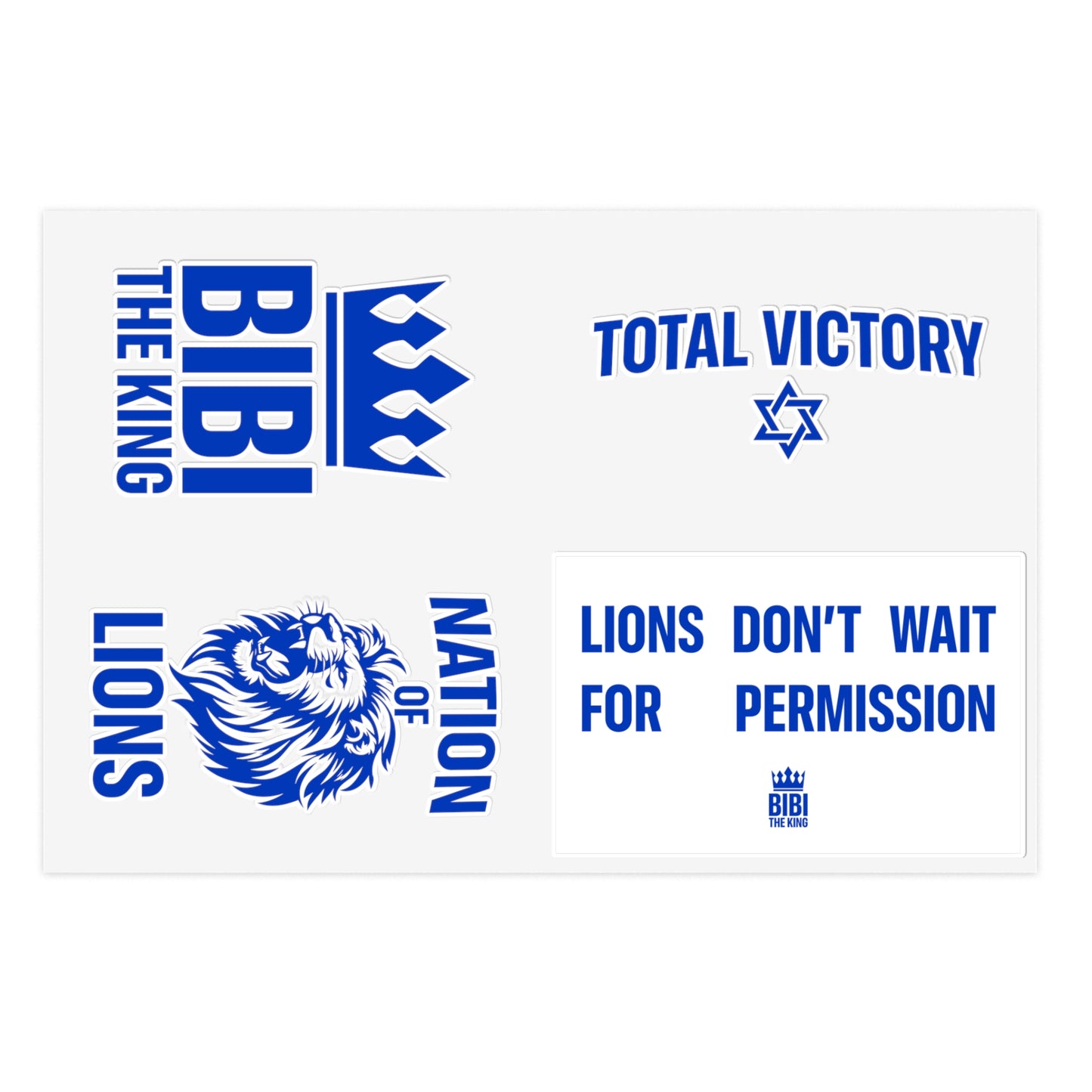 BIBI 'Lions Nation' Sticker Sheet — Blue Total Victory Motivational Decals